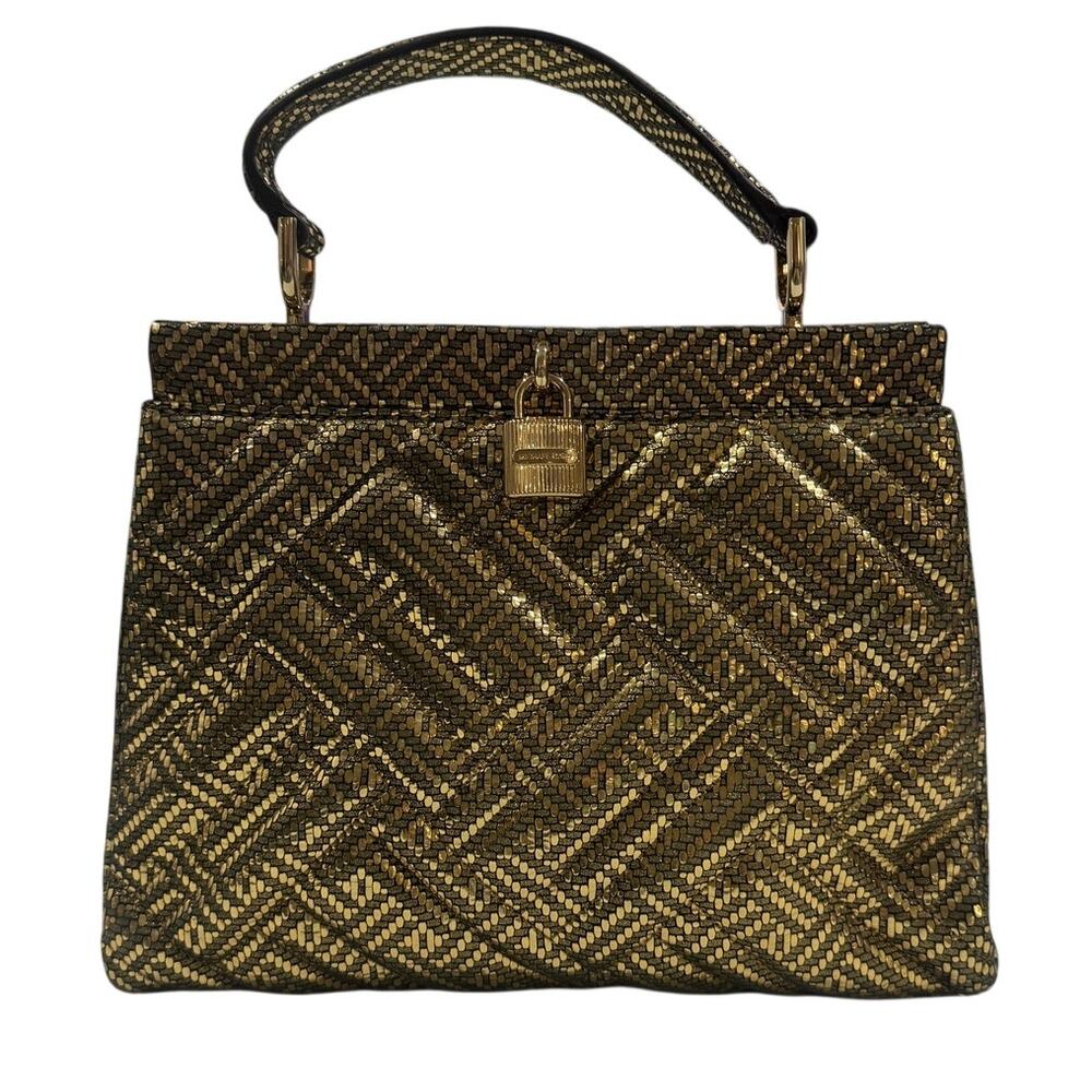 *B52 MICHAEL KORS Metallic Kristen Satchel Gold 8"Hx10"Wx4.5"D